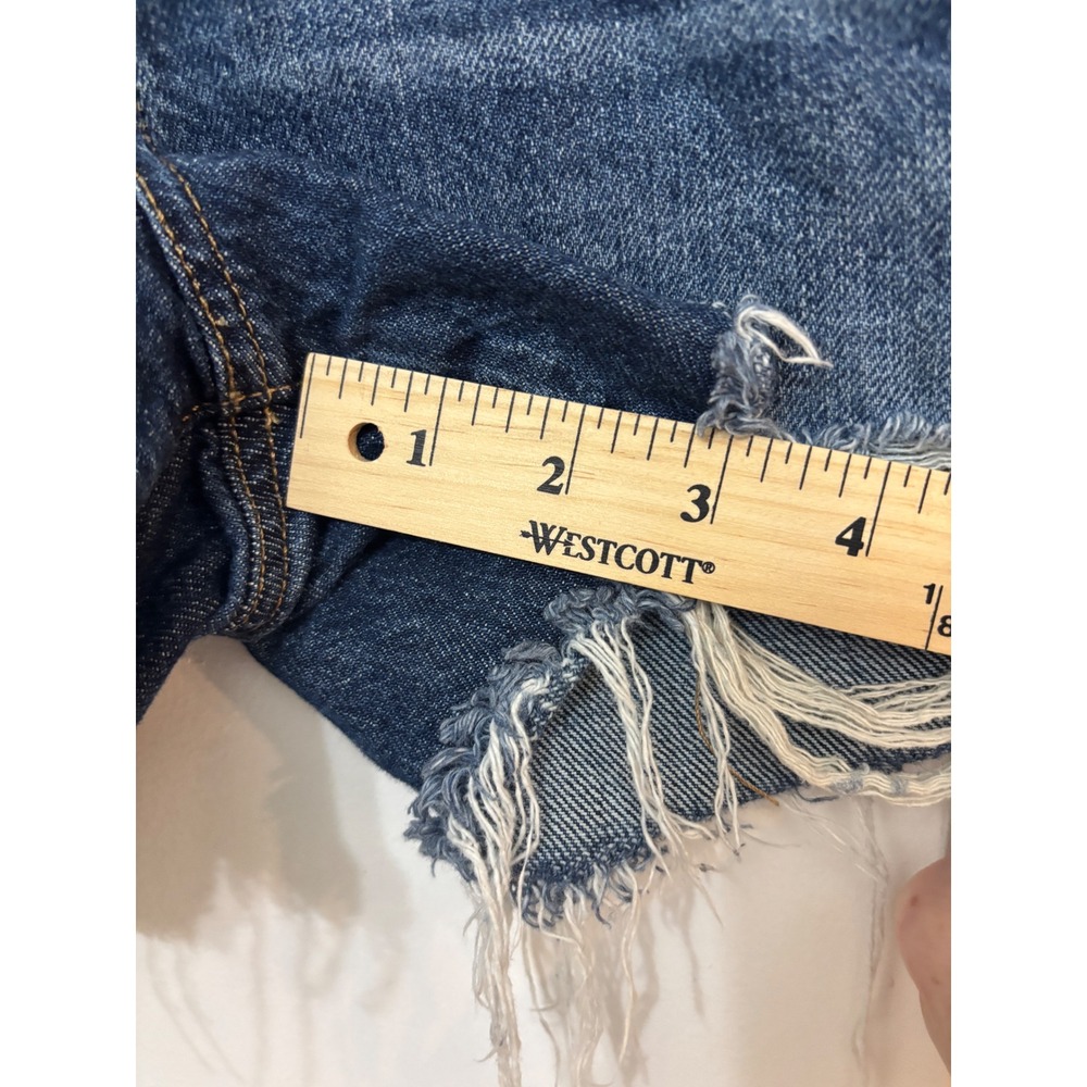 American Eagle Womens Distressed Denim Shorts Dark Wash High Rise Size 8 Cotton - Picture 6 of 10